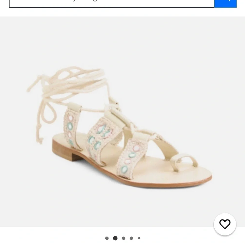 New N T Free People Cream and Blue Lace-Up Sandals